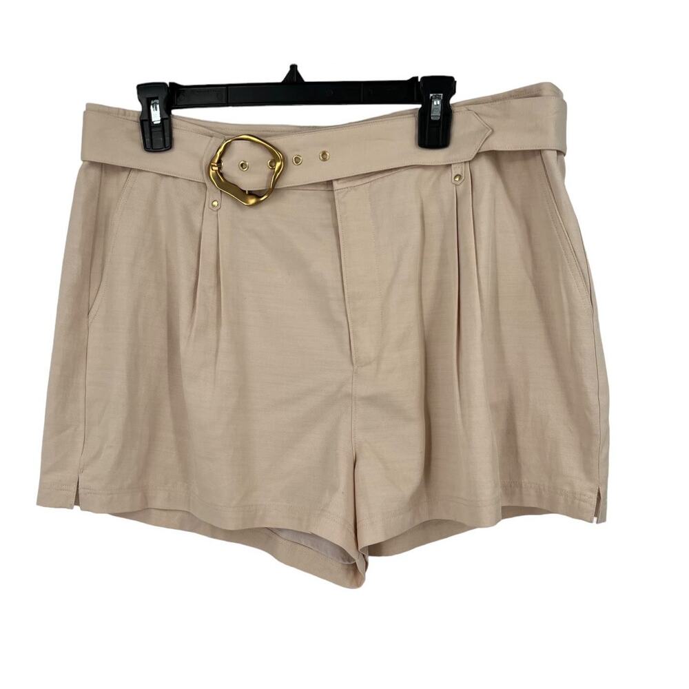 Paige Shorts Neva Belted high rise beige size 12 - Picture 2 of 7